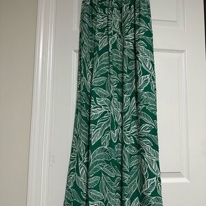 Chic Green Leaf Print Pants